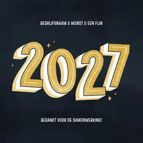 Zakelijke nieuwjaarskaart 2027 donkerblauw goud