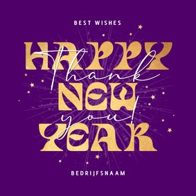 Zakelijke nieuwjaarskaart bedankt happy new year sterren