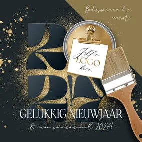 Zakelijke nieuwjaarskaart schilder jaartal goud