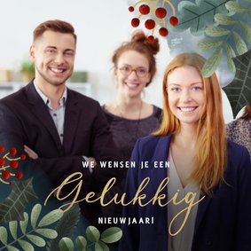 Zakelijke nieuwjaarskaart takjes kader gelukkig nieuwjaar