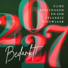 Zakelijke stijlvolle kerstkaart 2027 groen met rood