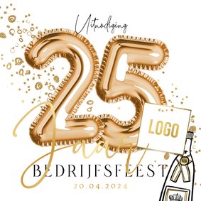 Zakelijke uitnodiging bedrijfsfeest 25 bubbels goud