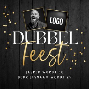 Zakelijke uitnodiging dubbel feest jubileum feestje confetti