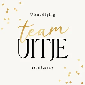 Zakelijke uitnodiging teamuitje confetti bedrijfsfeest goud