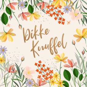 Zomaar kaart bloemen en takjes glitterlook