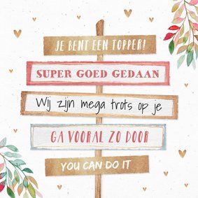 Zomaar kaart compliment trots goed gedaan succes wegwijzers