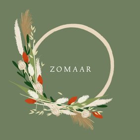 Zomaar kaart trend met droogbloemen krans