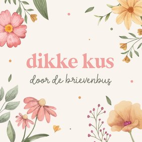 Zomaarkaart met kleurrijke getekende bloemen