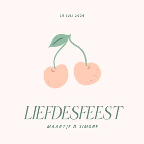 Zomerse uitnodiging liefdesfeest met kersjes oranje