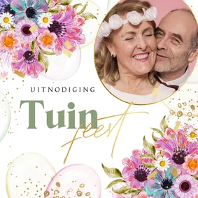 Zomerse uitnodigingskaart tuinfeest bloemen watercolor foto