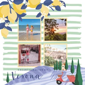Zonnige vakantiekaart vanuit Italië met illustraties