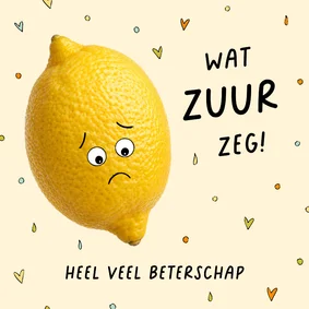 Zure beterschapskaart met citroen