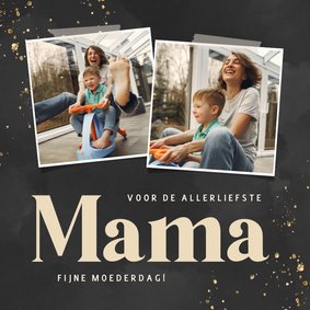 Zwarte fotokaart voor Moederdag met gouden spetters