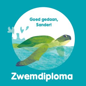 Zwemdiploma schildpad in de zee