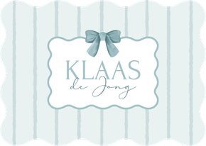 Geboortekaartje klassiek vintage gestreept strikje blauw