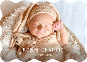 Geboortekaartje meisje of jongen golvende rand en eigen foto