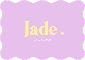 Hip lila colorblocking geboortekaartje meisje golvende rand