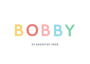 Hip minimalistisch uniseks geboortekaartje met golfrand