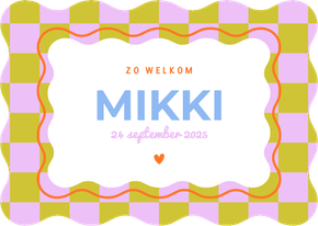 Minimalistisch geboortekaartje unisex met blokjes en wave