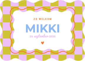 Minimalistisch geboortekaartje unisex met blokjes en wave