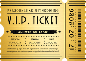 Originele uitnodiging verjaardag in ticket vorm met golfrand