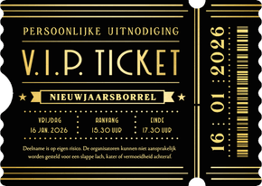 Originele VIP ticket uitnodiging nieuwjaarsborrel