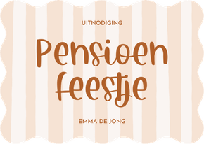 Uitnodiging pensioen met beige streepjes golfvorm