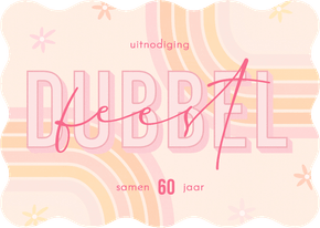 Uitnodiging vrolijk lijnen retro bloemen dubbel feest golf