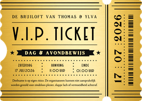 VIP Ticket met golfrandje - grappige trouwkaart uitnodiging