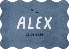 Wave geboortekaartje stoer typografisch donkerblauw print