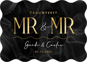 Wave vorm kaart mr. and mr. marmer zwart stijlvol goud
