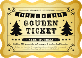 Zakelijke uitnodiging kerstborrel - gouden ticket