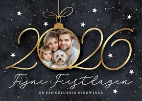 2026 kerstkaart foto in kerstbal