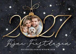 2027 kerstkaart foto in kerstbal