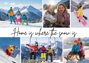 6 foto's ansichtkaart winter 'Home is where the snow is'