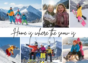 6 foto's ansichtkaart winter 'Home is where the snow is'