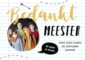 Bedankkaart docent meester foto papier doodle