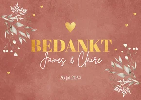 Bedankkaart huwelijk terracotta floral
