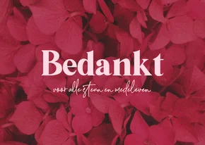 Bedankkaart rouw kind tiener hortensia bloemen bedankt