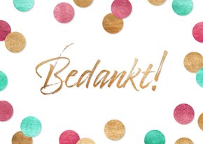 Bedankkaartje vrolijke confetti 