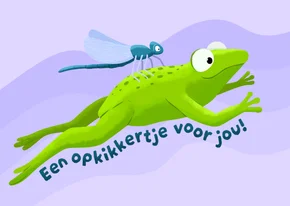 Beterschapskaart springende kikker met libelle