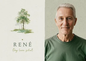 Bidprent rouw klassiek stijlvol bomen waterverf groen