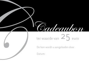 Cadeaubon zilver zwart liggend