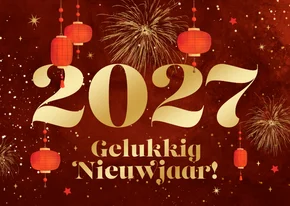 Chinees nieuwjaar 2027 jaar van het paard vuurwerk lampjes
