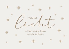 Christelijke kerstkaart sterren licht hoop warmte leven