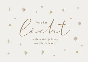 Christelijke kerstkaart sterren licht hoop warmte leven