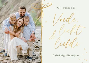 Christelijke nieuwjaarskaart foto strik sterren goud liefde