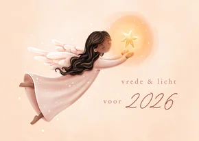 Christelijke nieuwjaarskaart vrede voor 2027 engel met ster