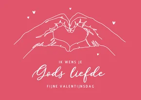 Christelijke valentijnskaart Gods liefde handgebaar hartjes