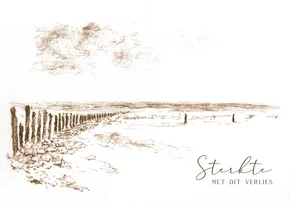 Condoleancekaart sepia illustratie zee en strand